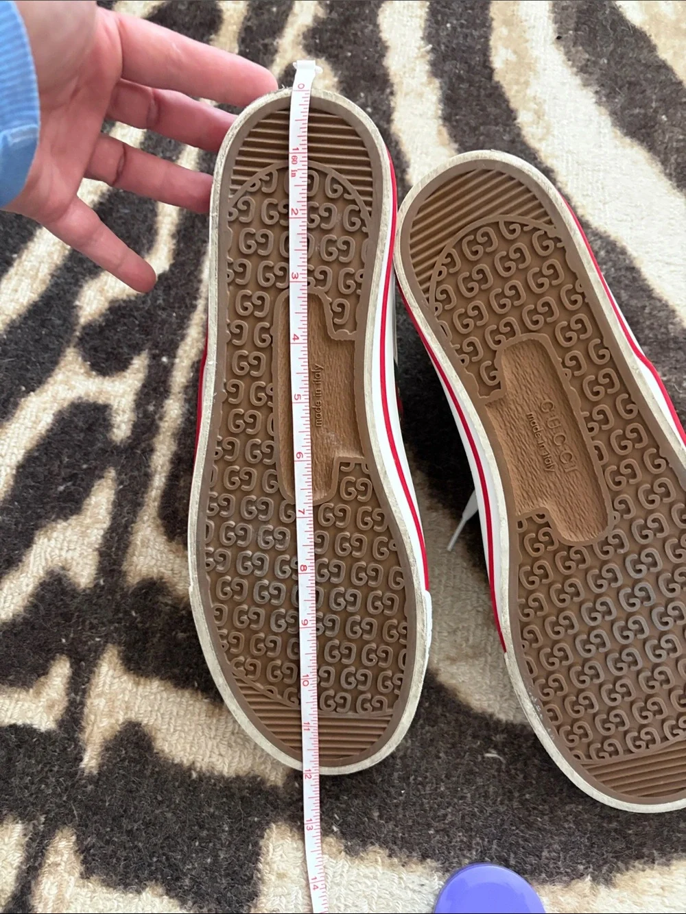 Gucci White High-Top Tennis Sneaker with Green Lining and Red Trim
